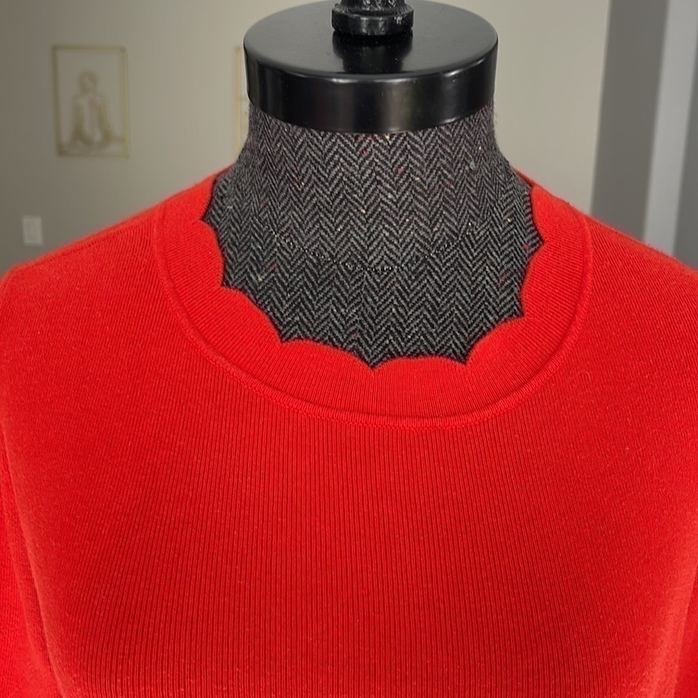 Halogen Size PM Bright Fiery Red Scalloped Sweater - Picture 6 of 8